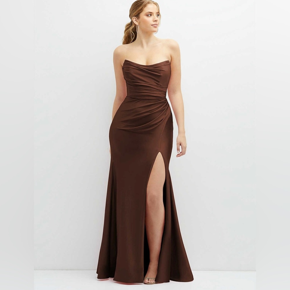 Cynthia & Sahar Elegant Brown Strapless Dress NWT small